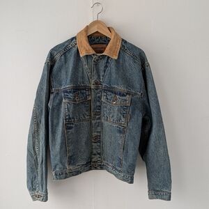 Vintage Timberland Weathergear Denim Jacket Tan Leather Collar XS - Fits Medium